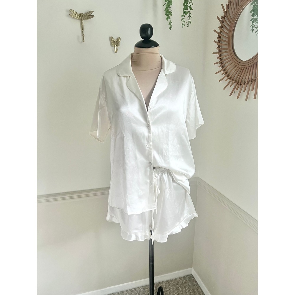 Hot Touch White Satin Pajama Set